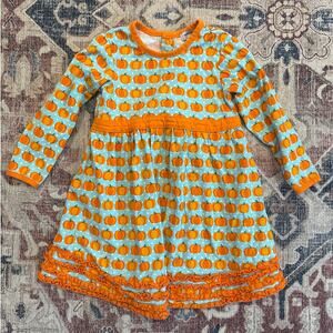 Tara Collection orange‎ teal pumpkin ruffle long sleeve flare dress SIZE 18M